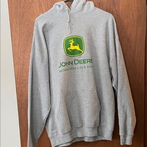 John Deere Gray Hoodie with Green Logo